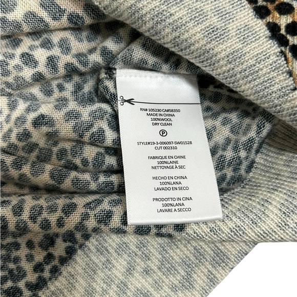 Equipment Femme Sweater Leopard Cheetah Animal Print 100% Wool Women's Size S - Picture 6 of 10